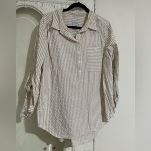 Chico’s tan/white button down top